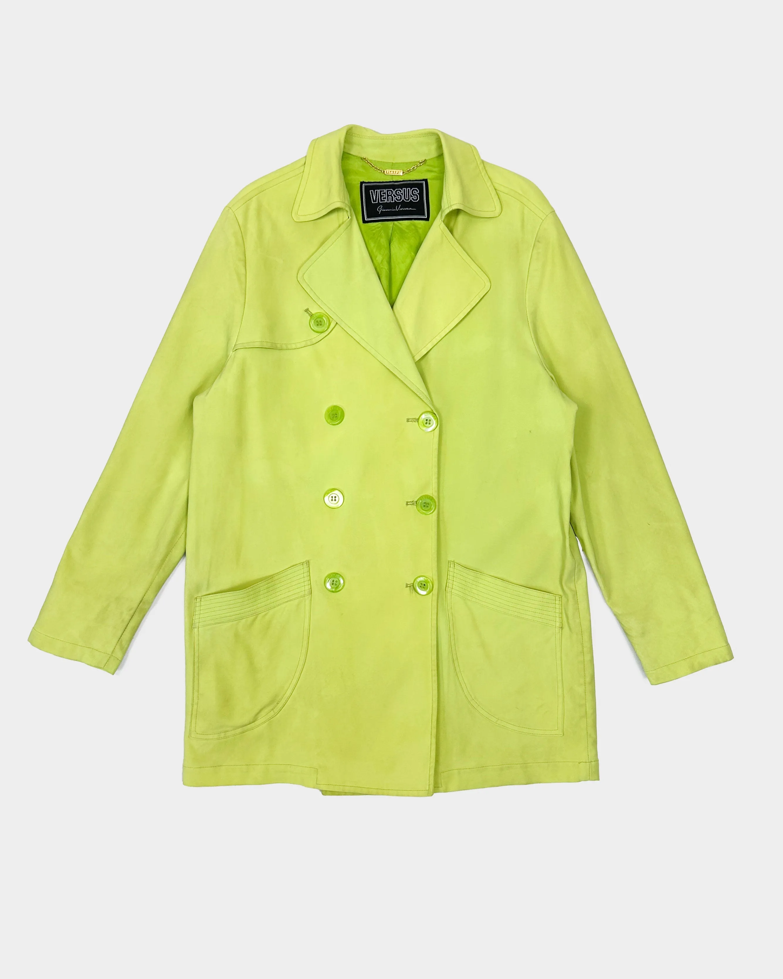 Versace Belted Trench Lime Green Jacket 1990's