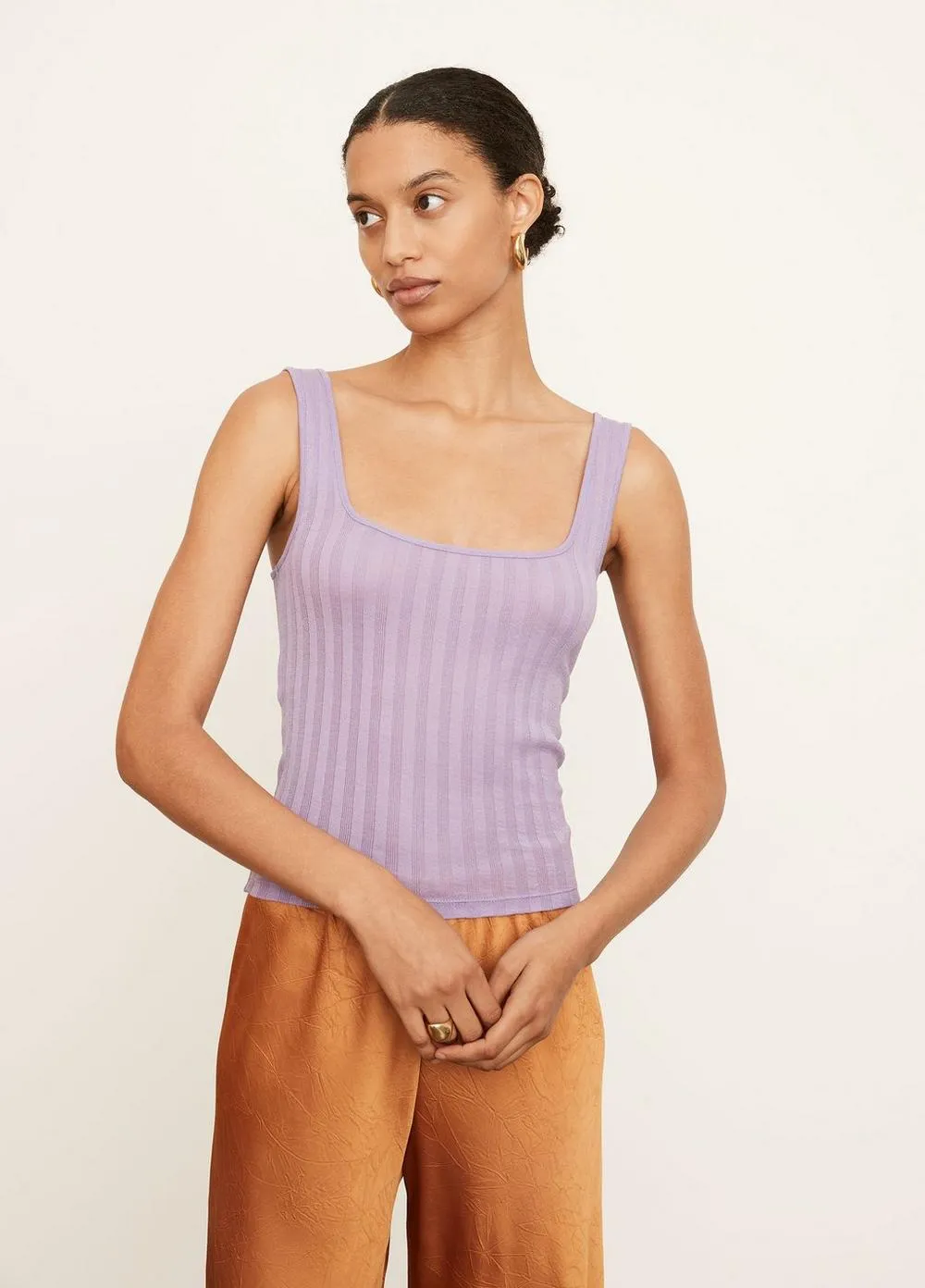 Vince - Wide Rib Square Neck Tank in Dark Lilac