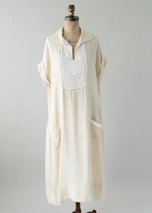 Vintage 1920s Two Tone Linen Day Dress