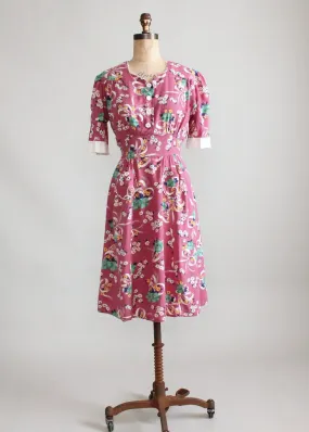 Vintage 1930s Flower Market Cotton Day Dress