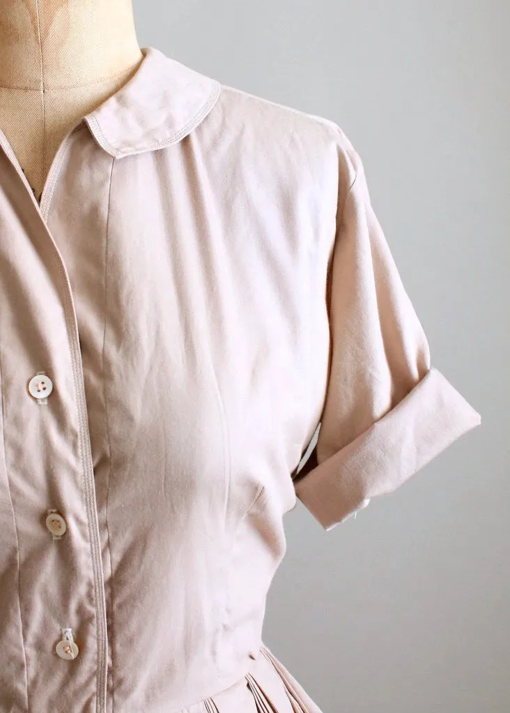 Vintage 1960s Classic Latte Shirt Dress