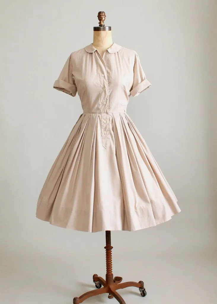 Vintage 1960s Classic Latte Shirt Dress