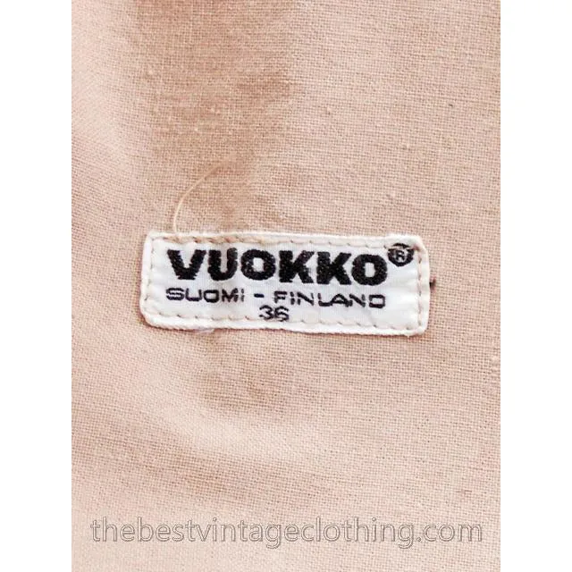 Vintage 1970s  Vuokko Suomi Finland Khaki Poplin Tent Coat Zip Front Mod 36 Fits S to M