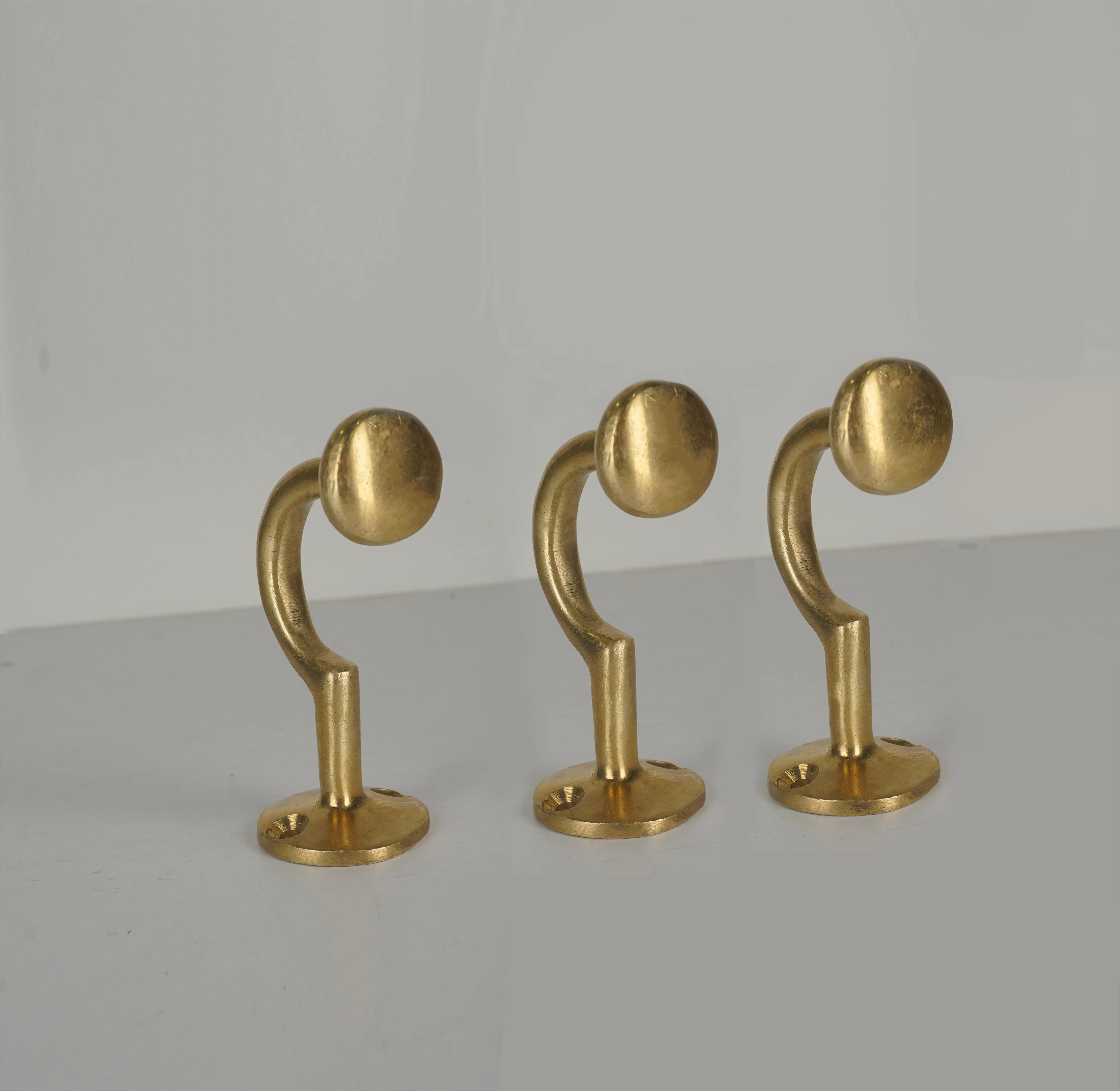 Vintage Brass Coat Hooks , Set of Brass Hooks for wall