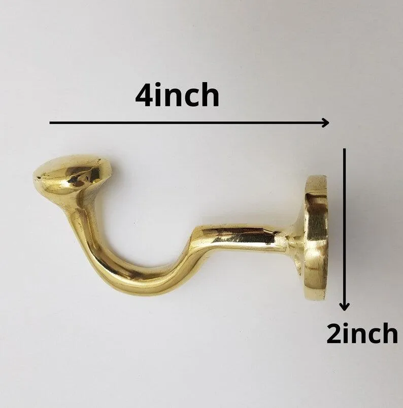 Vintage Brass Coat Hooks , Set of Brass Hooks for wall