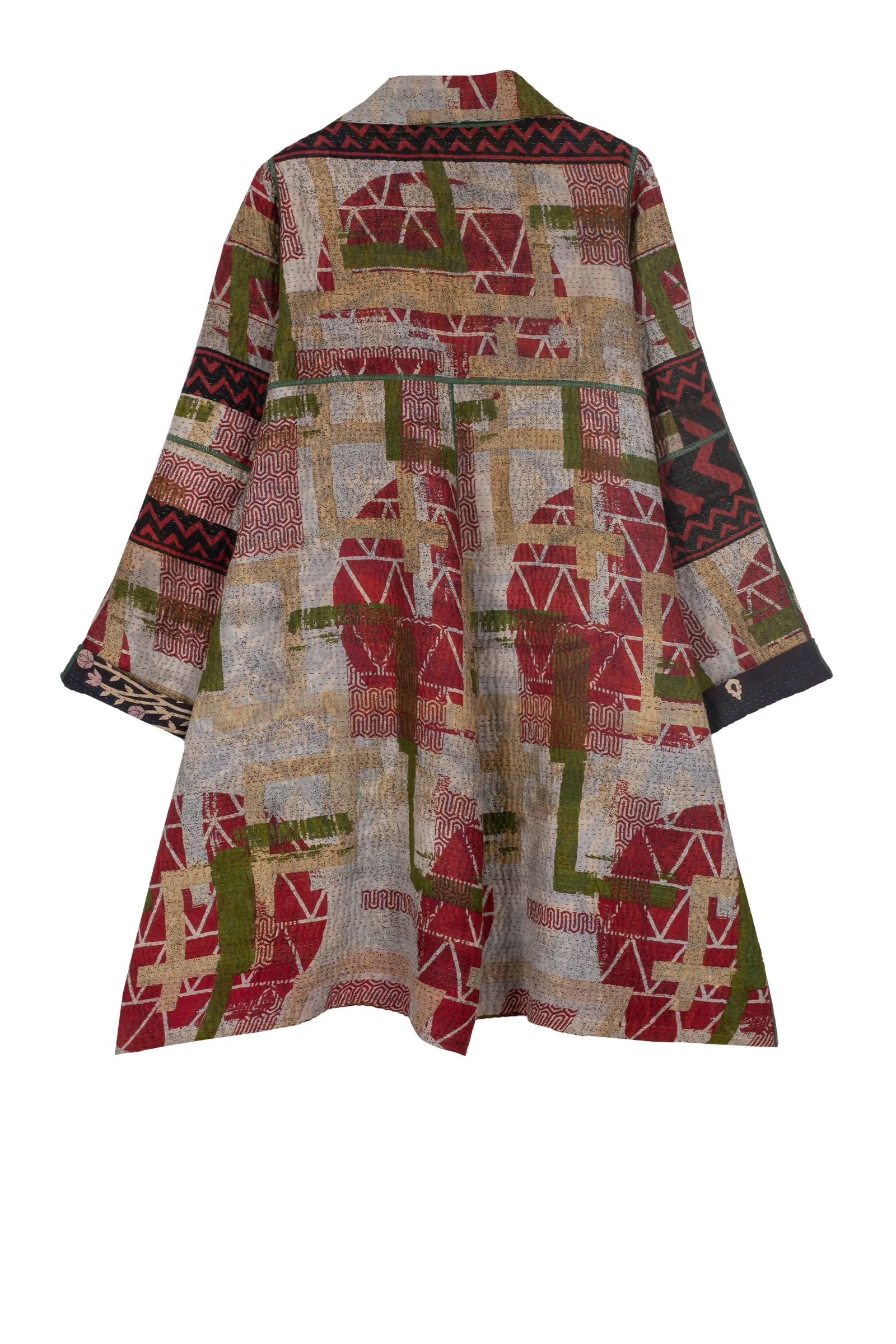 VINTAGE COTTON KANTHA A-LINE DUSTER