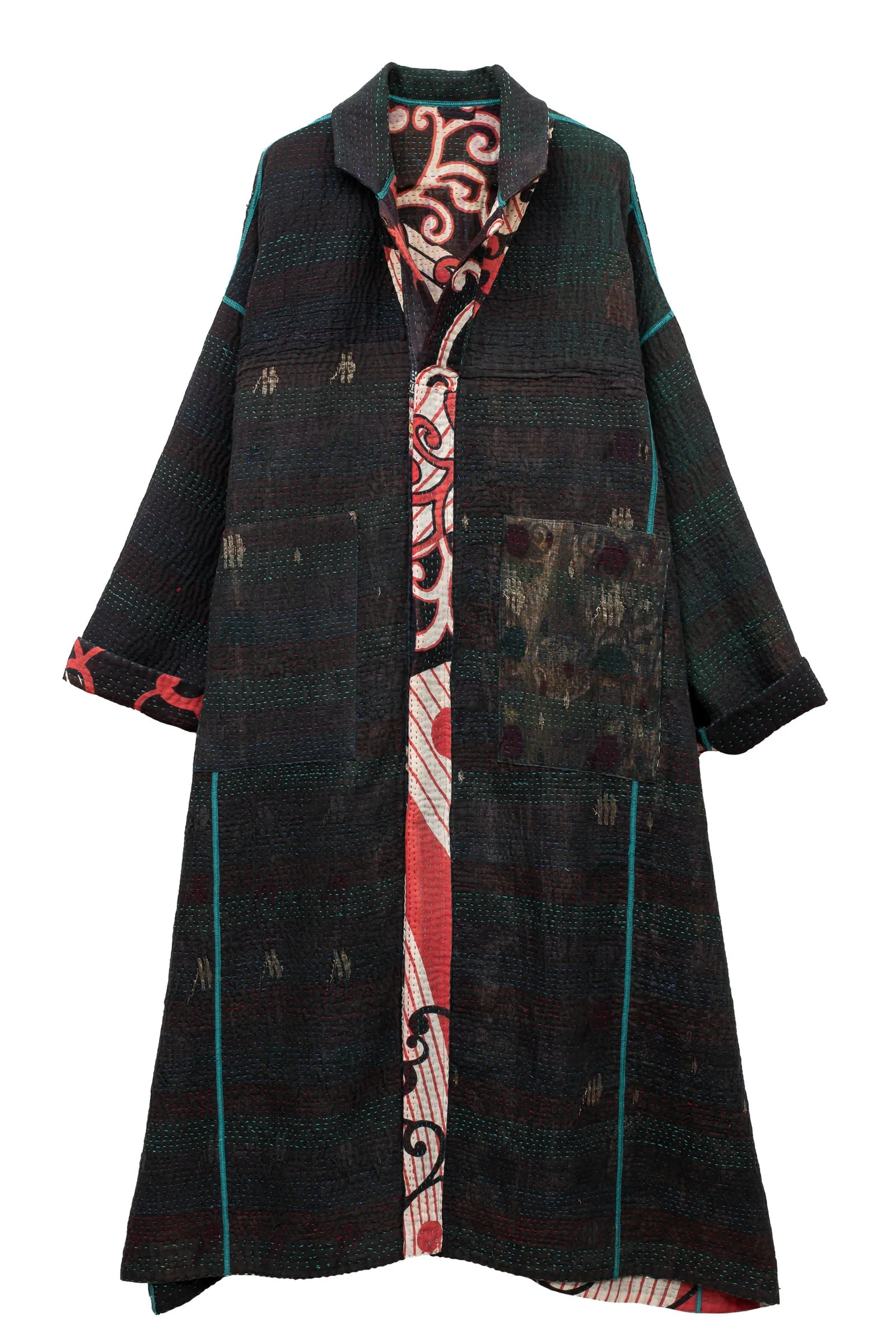 VINTAGE COTTON KANTHA OVERSIZED COAT