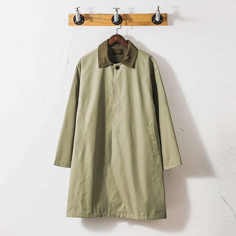 Vintage Green Balmacaan Coat Long Outwears