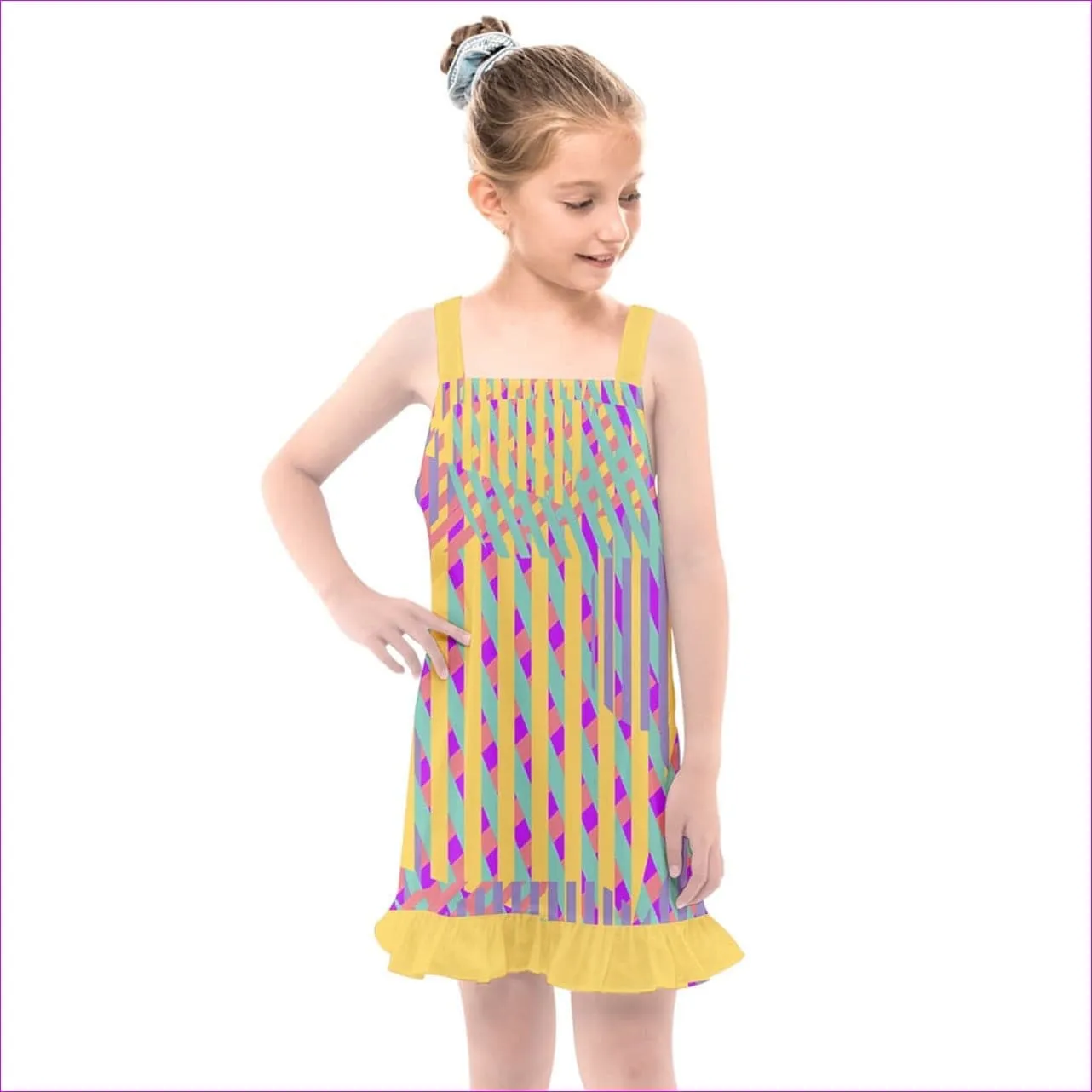 Vivid Weaved Kids Girls Overall Dress