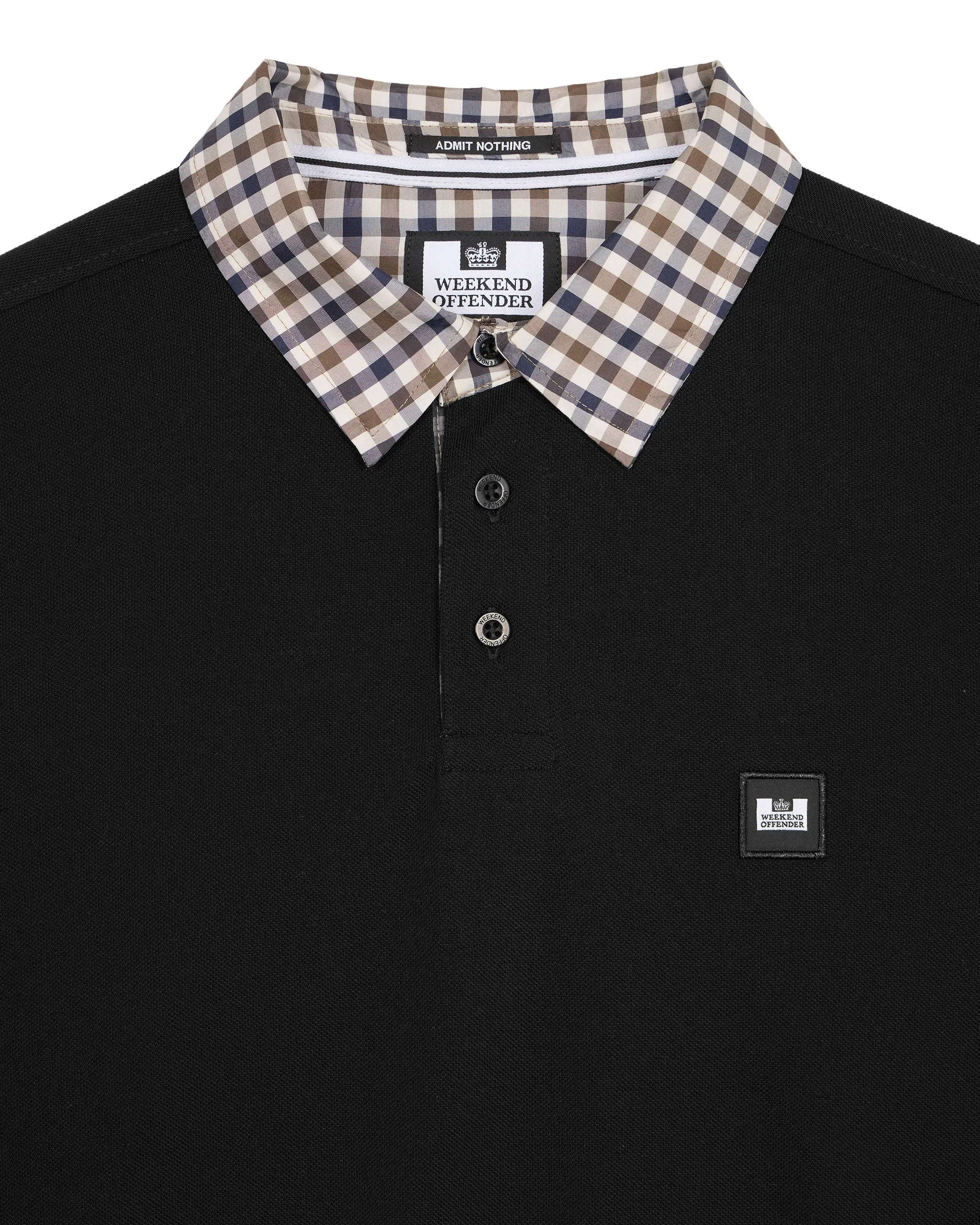 Walker Long Sleeve Polo Shirt Black/Mid House Check