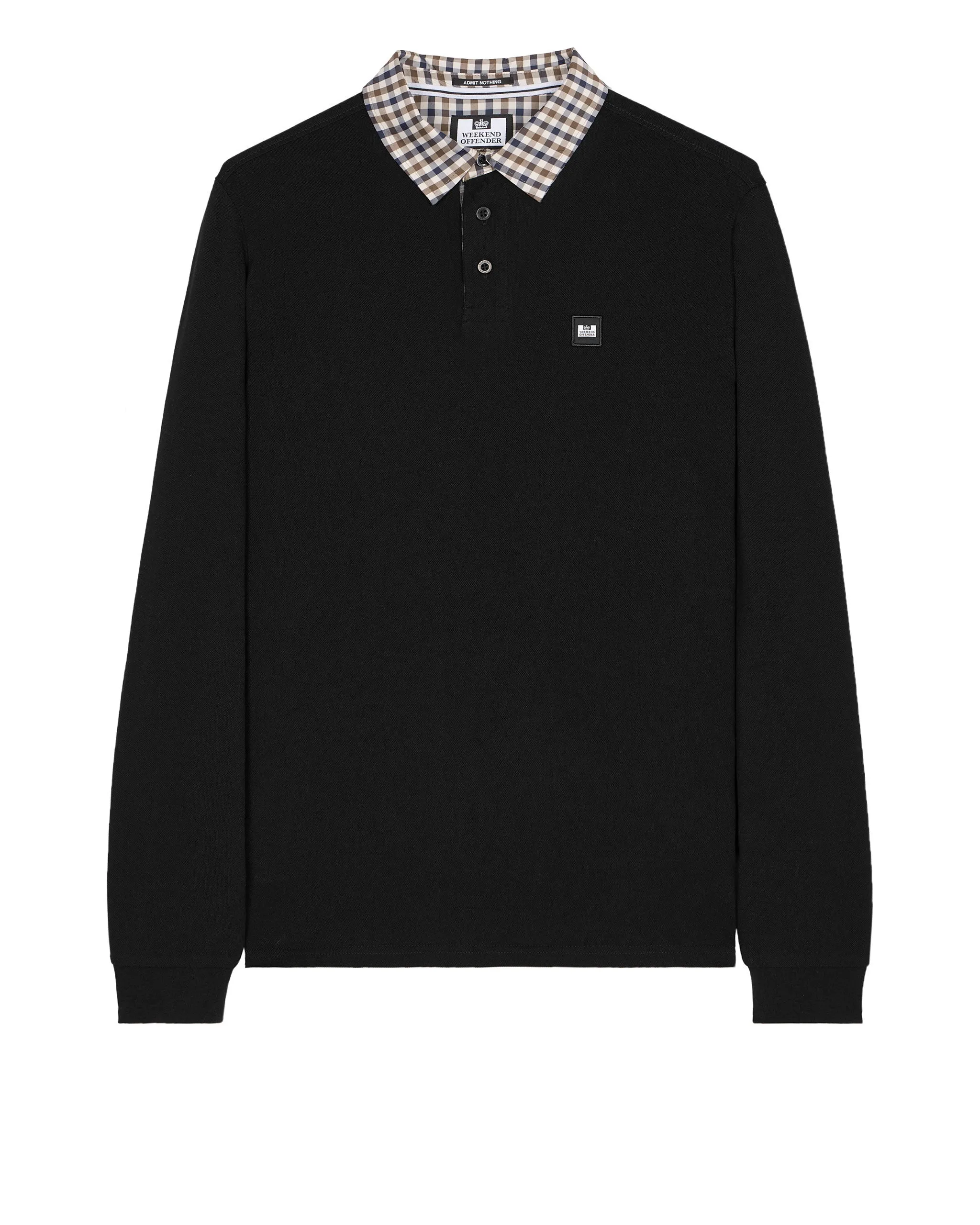 Walker Long Sleeve Polo Shirt Black/Mid House Check