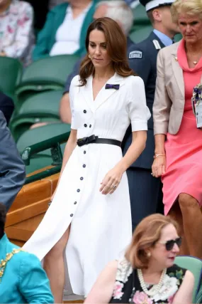 White Button Down Kate Middleton Midi Shirt Dress