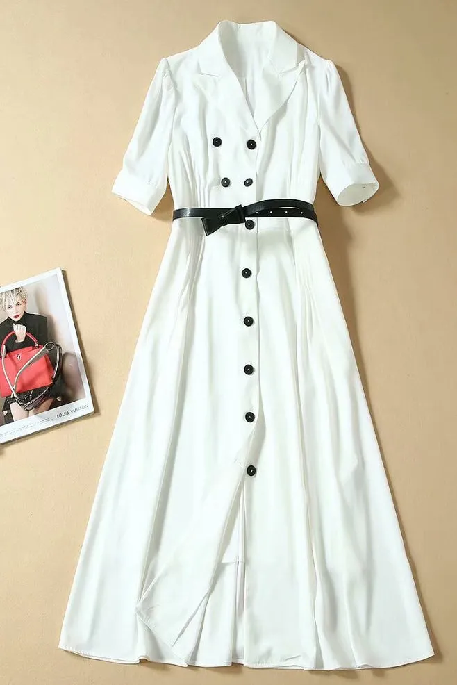 White Button Down Kate Middleton Midi Shirt Dress