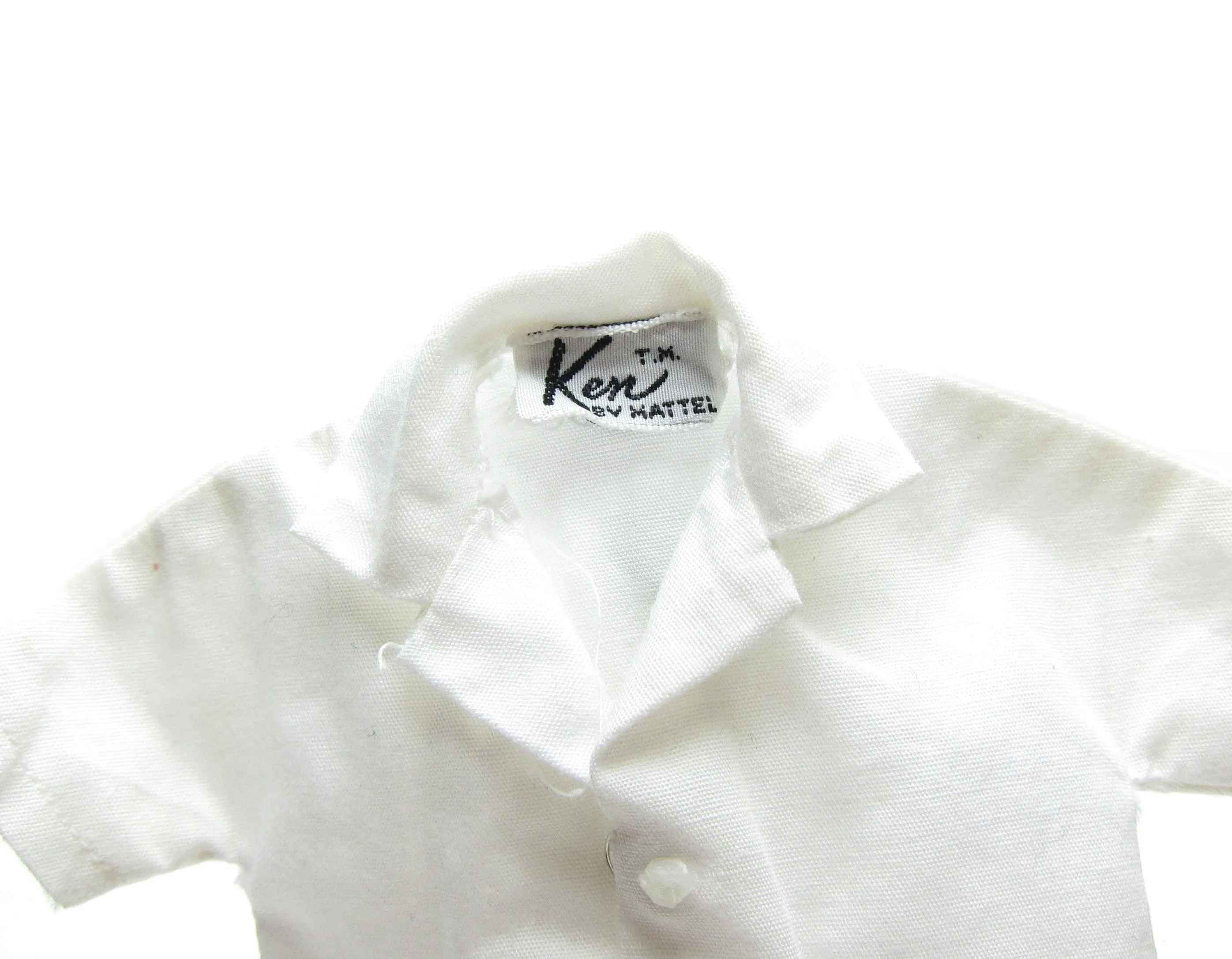 White Ken Doll Shirt Vintage Barbie White Button Up Short Sleeve Dress Shirt