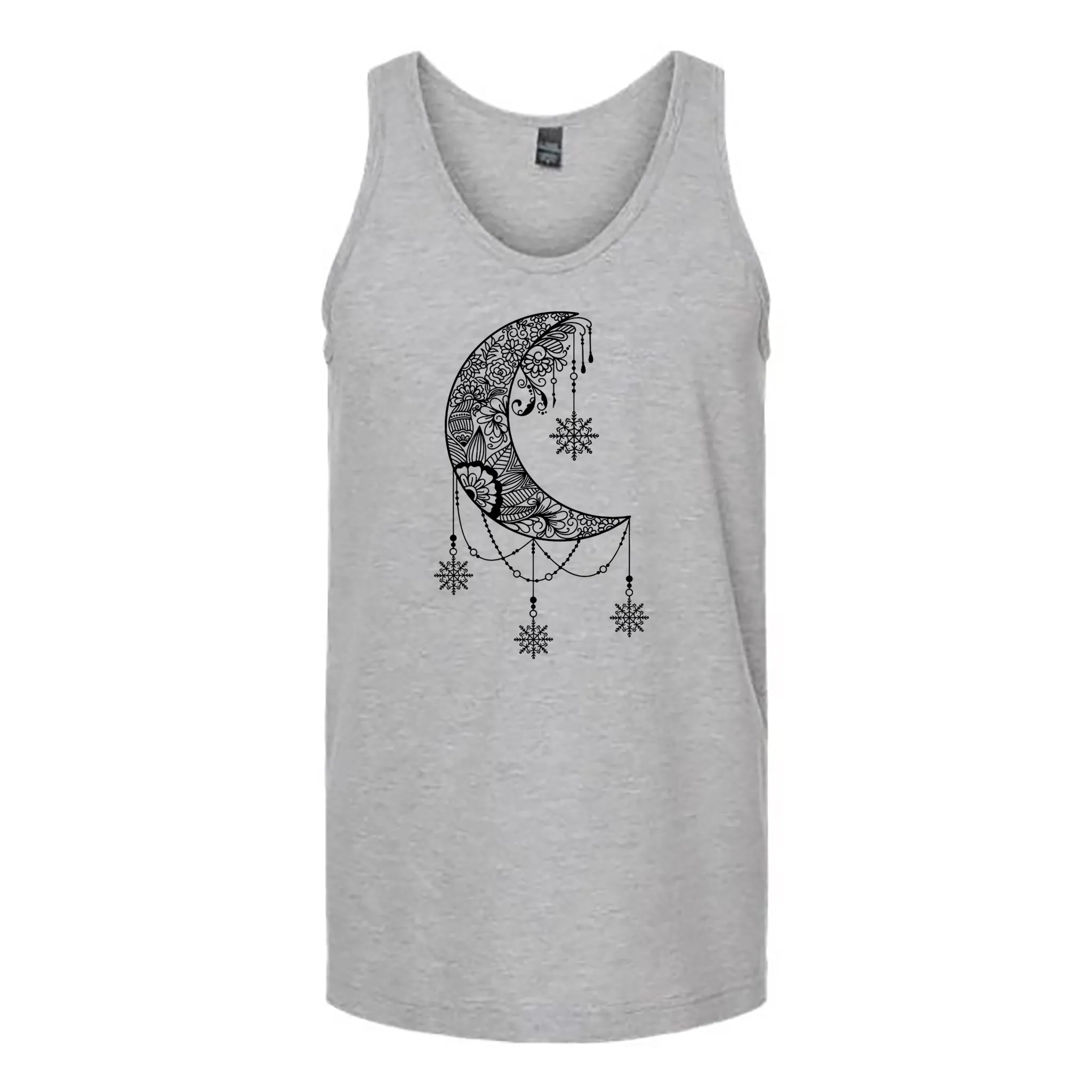 White Moon Snowflake Mandala Unisex Tank Top