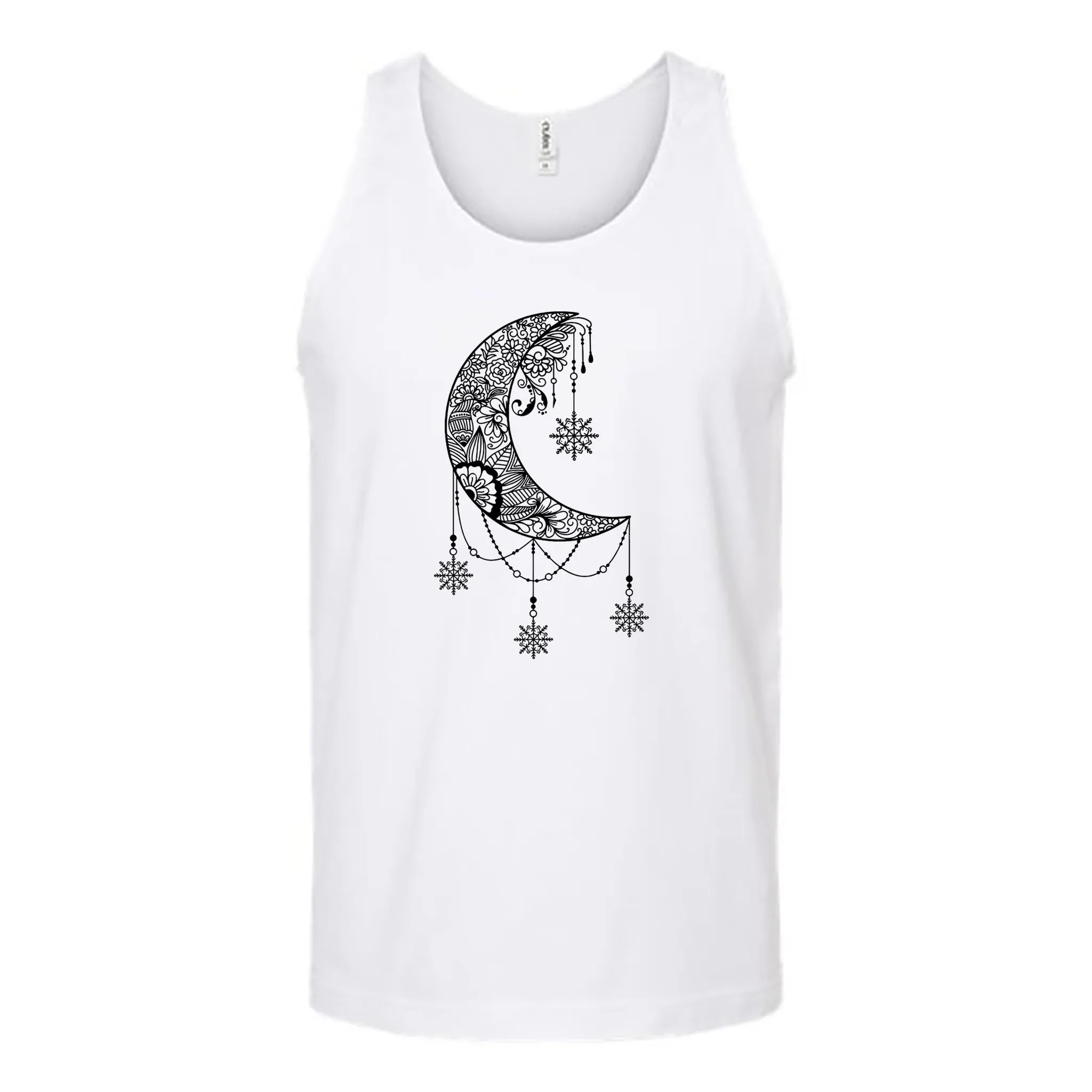 White Moon Snowflake Mandala Unisex Tank Top