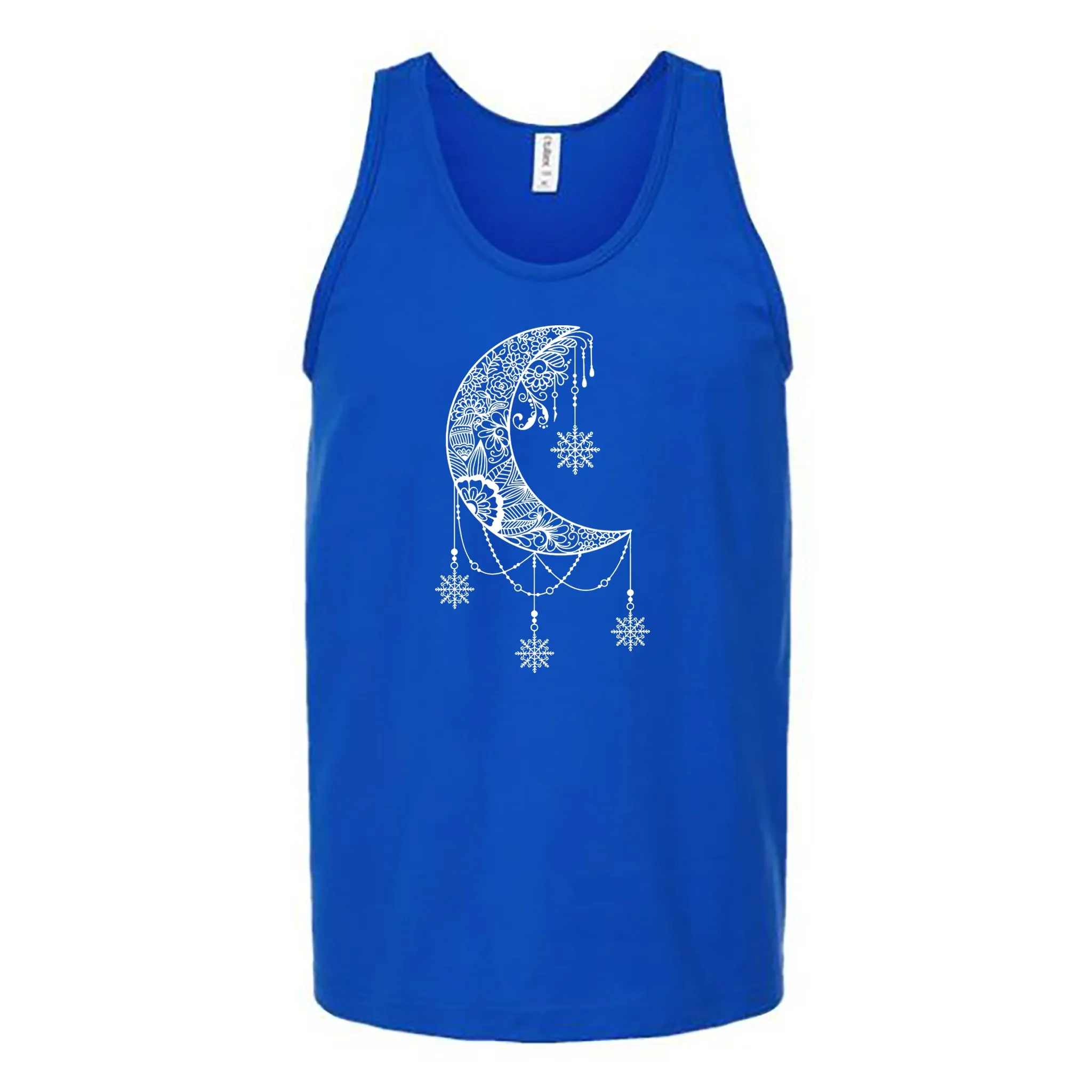 White Moon Snowflake Mandala Unisex Tank Top