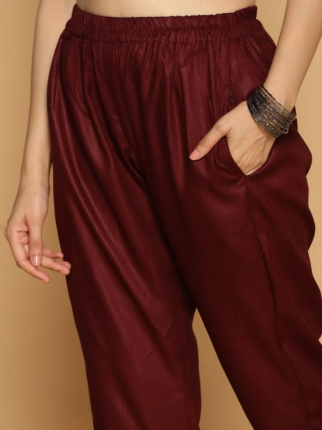 Wine Rayon Pants