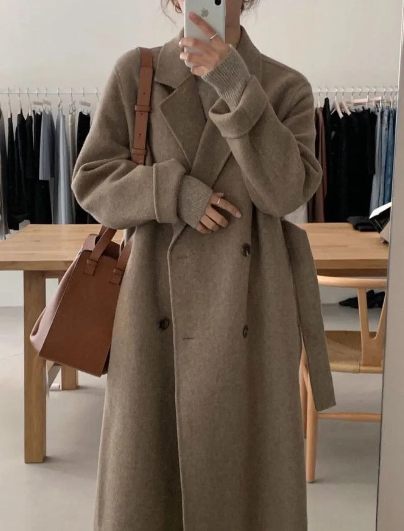 Winter Coat, Wool Coat, Long Wool Coat Women, Robe Coat Isabella  in Beigel and Coffee