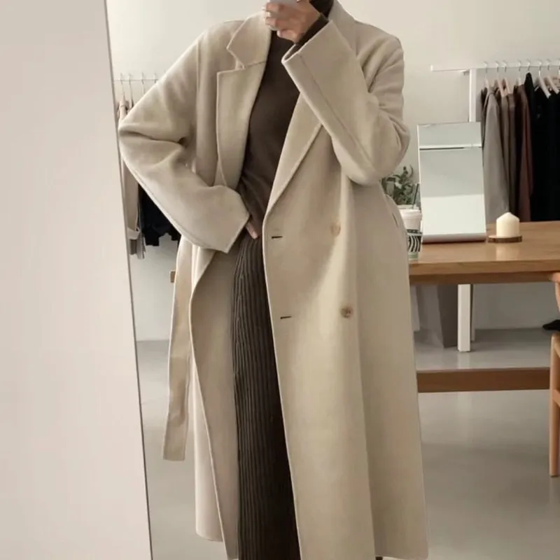 Winter Coat, Wool Coat, Long Wool Coat Women, Robe Coat Isabella  in Beigel and Coffee