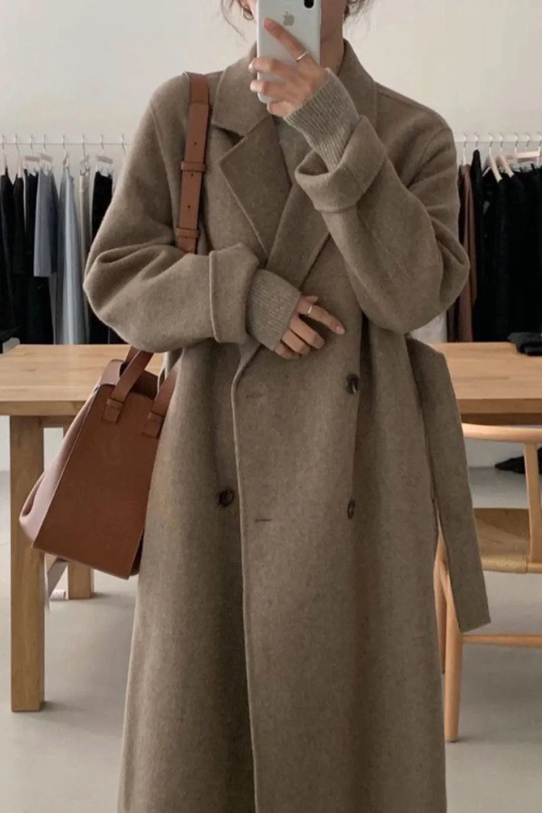 Winter Coat, Wool Coat, Long Wool Coat Women, Robe Coat Isabella  in Beigel and Coffee