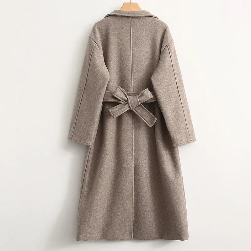 Winter Coat, Wool Coat, Long Wool Coat Women, Robe Coat Isabella  in Beigel and Coffee