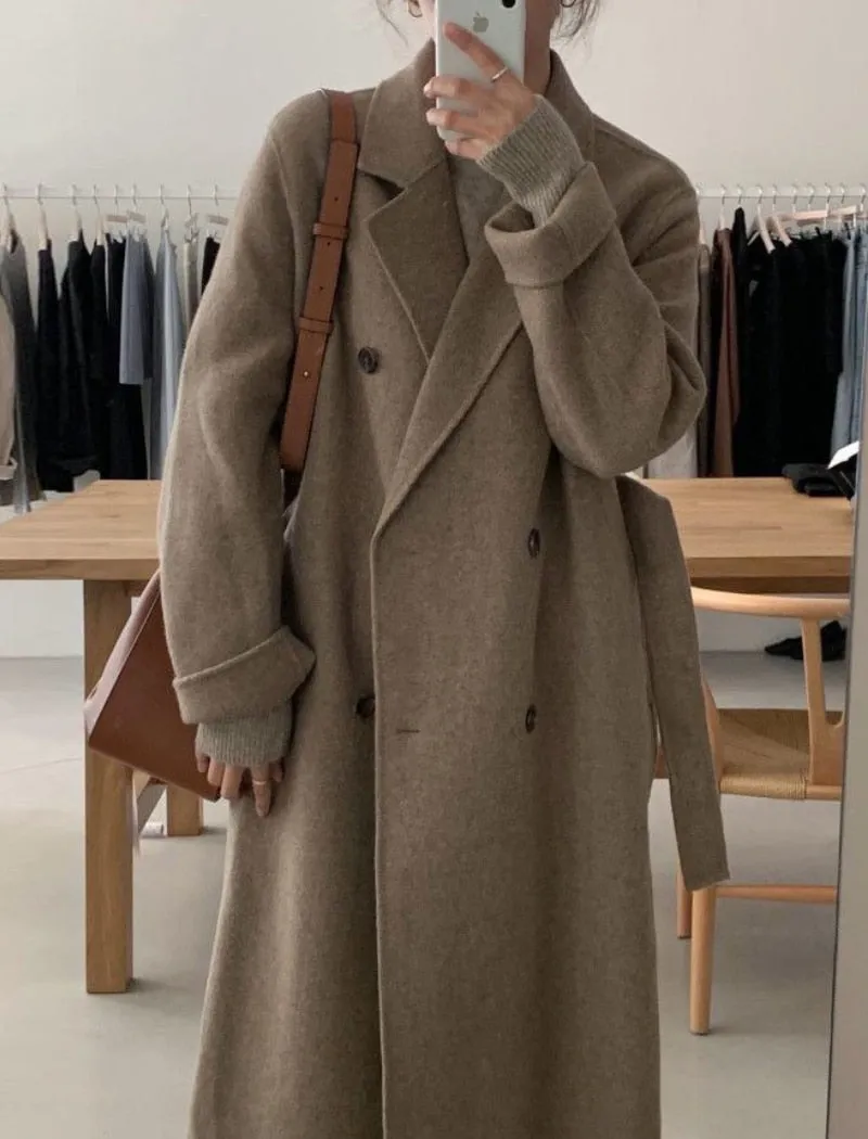 Winter Coat, Wool Coat, Long Wool Coat Women, Robe Coat Isabella  in Beigel and Coffee