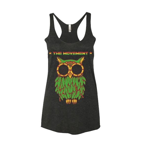 Women's Rasta Owl Tank (Heather Black)