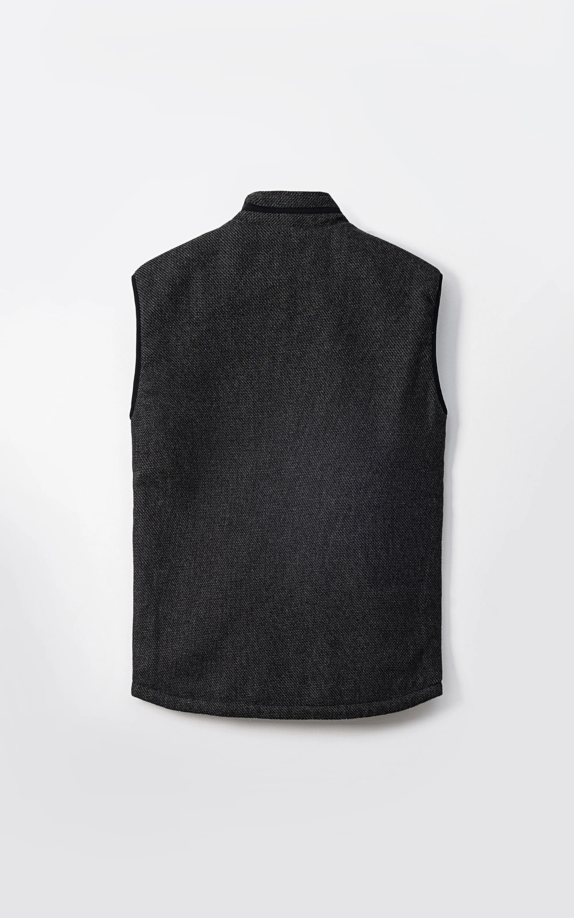 WOOL QUILTED SLEEVELESS REVERSIBLE JACKET CHARCOAL GREY