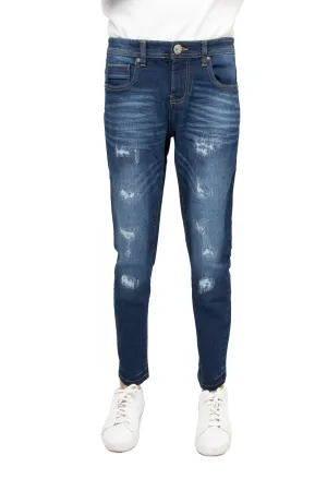 X RAY Boys Slim Fit Distressed Rip and Repair Stitched Jeans