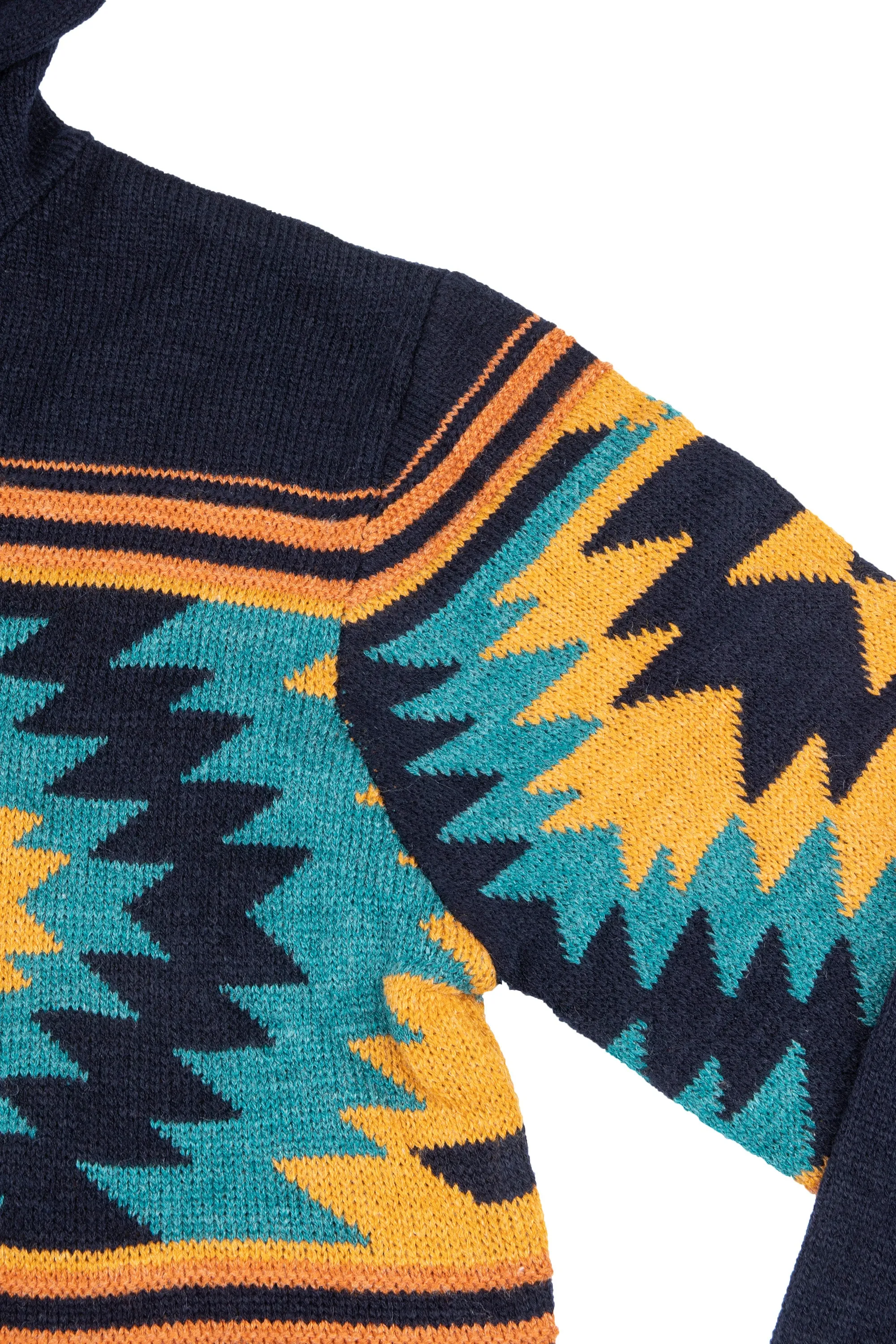 X RAY Men's Aztec Hooded Sweater Blue