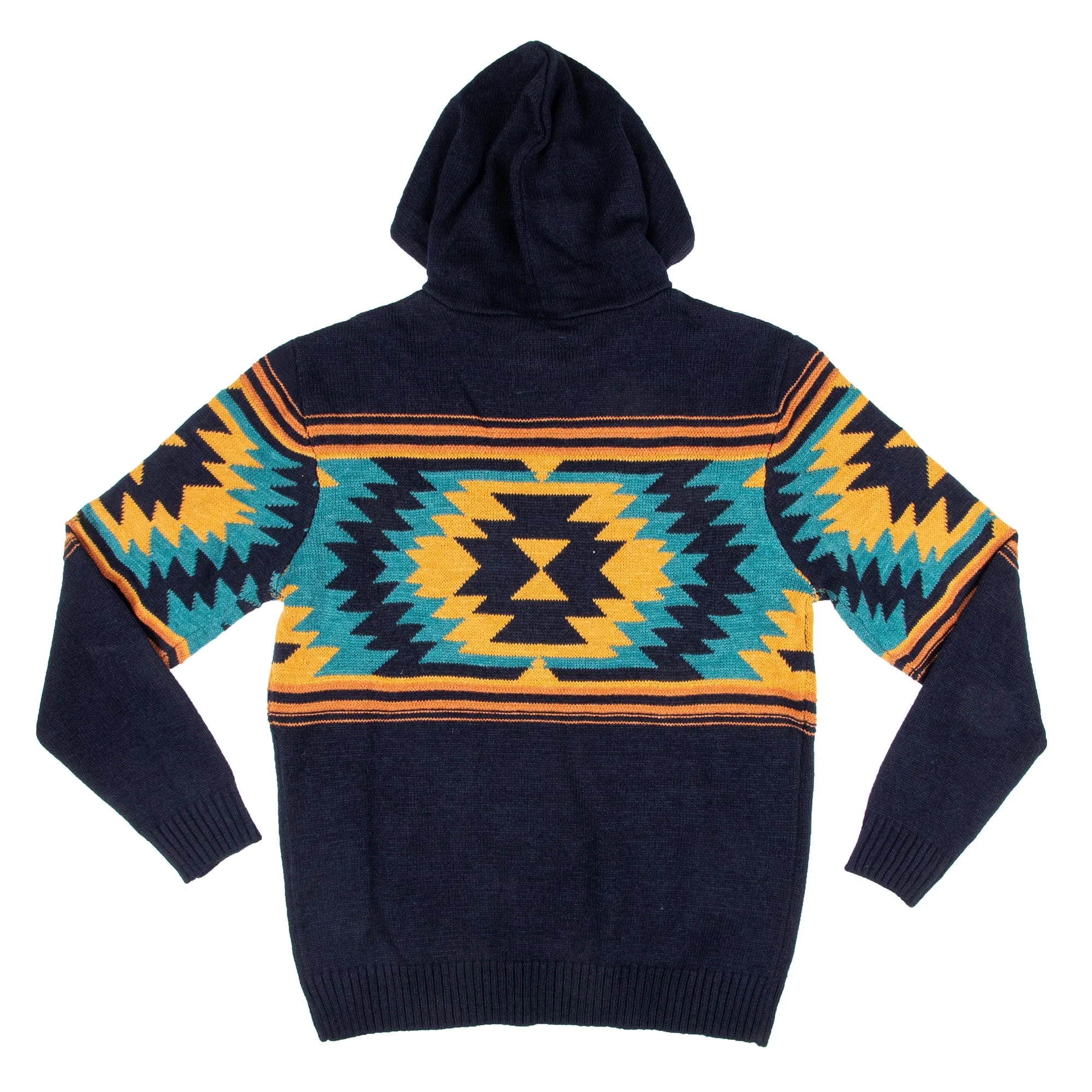 X RAY Men's Aztec Hooded Sweater Blue